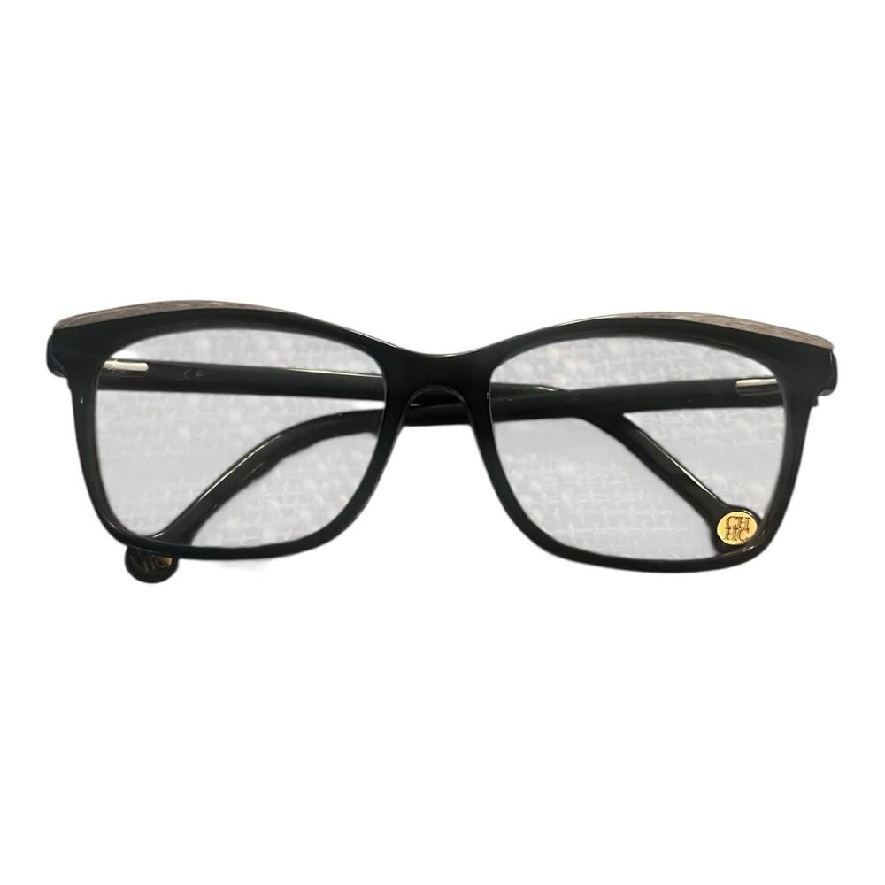 Carolina Herrera Eyeglasses, Frame Only  Black With CH Logo On Legs Mint